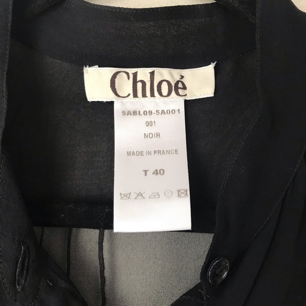 CHLOÉ black sheer button up beaded blouse - Picture 2 of 8